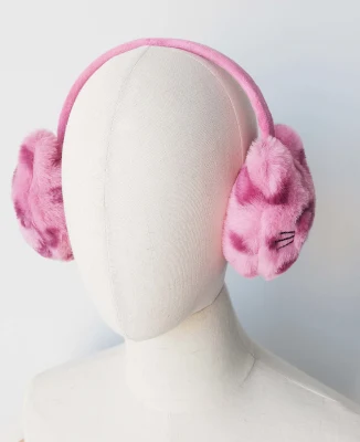 Розовая леопардовая кожа, вышивка, украшение в виде кошки, гибкие выдвижные наушники для ушей